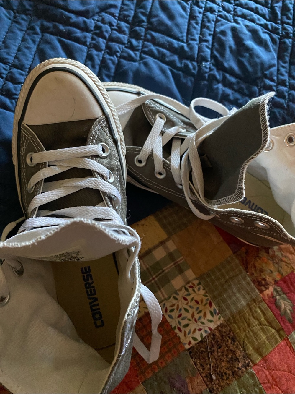 Converse Women’s Grey High-Top Sneakers with White Accents
